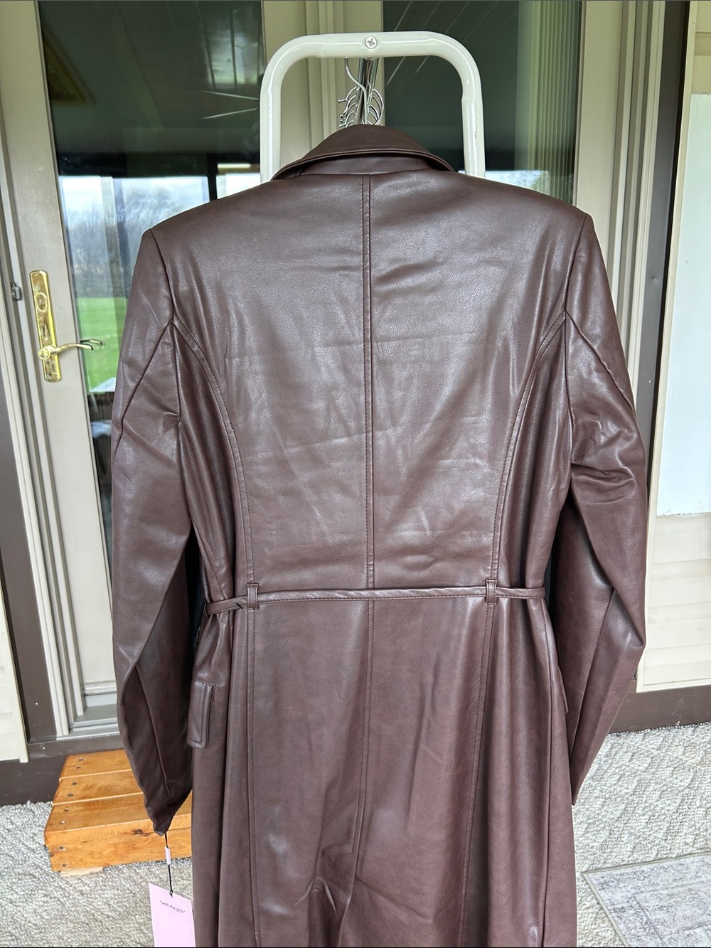 Avec Les Filles Chocolate Brown FAUX Leather Trench Coat NWT - Picture 8 of 11